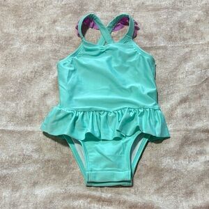 Cat & Jack Aqua Ruffle One Piece Swimsuit